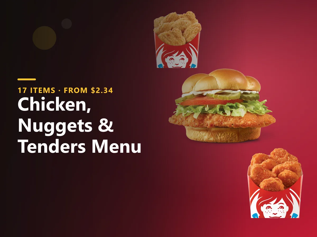 Wendy's chicken, nuggets & tenders menu