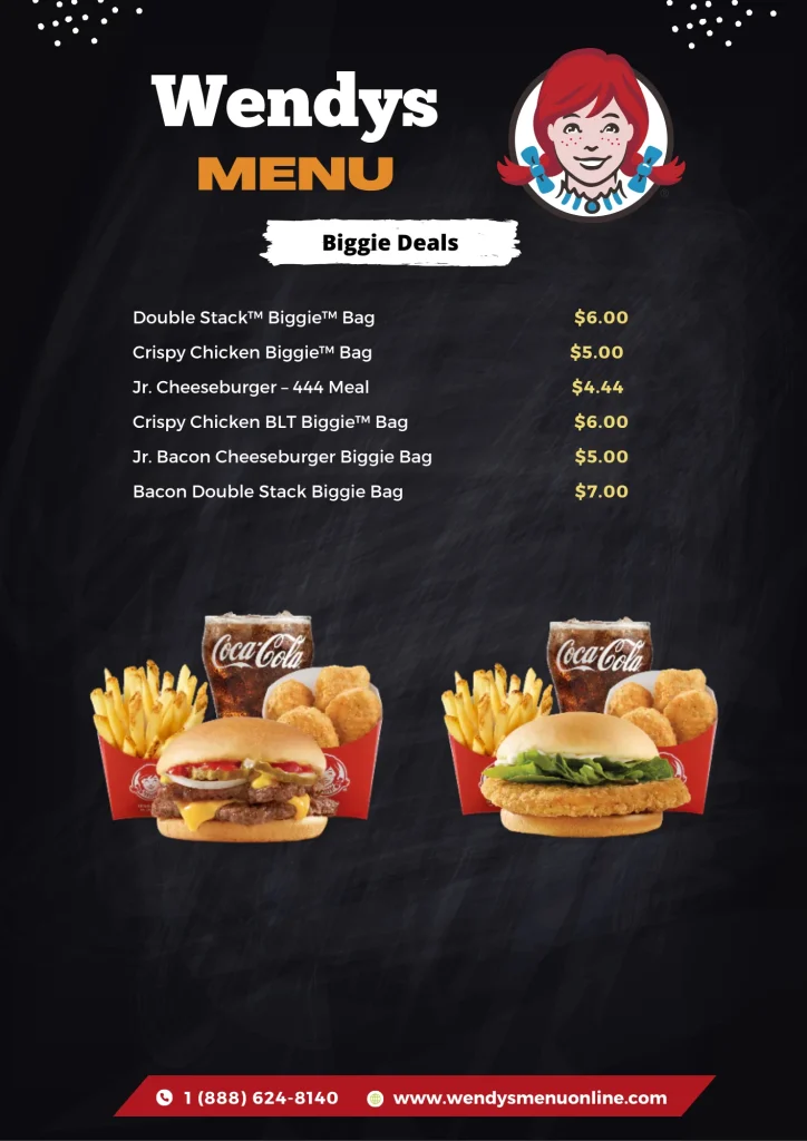 Wendys Biggie Deals menu 2025 Updated