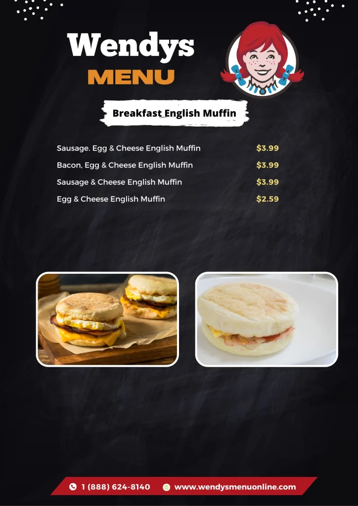 Wendys Breakfast English Muffin menu 2025 Updated