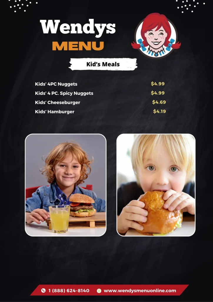 Wendys Kids menu 2025 Updated