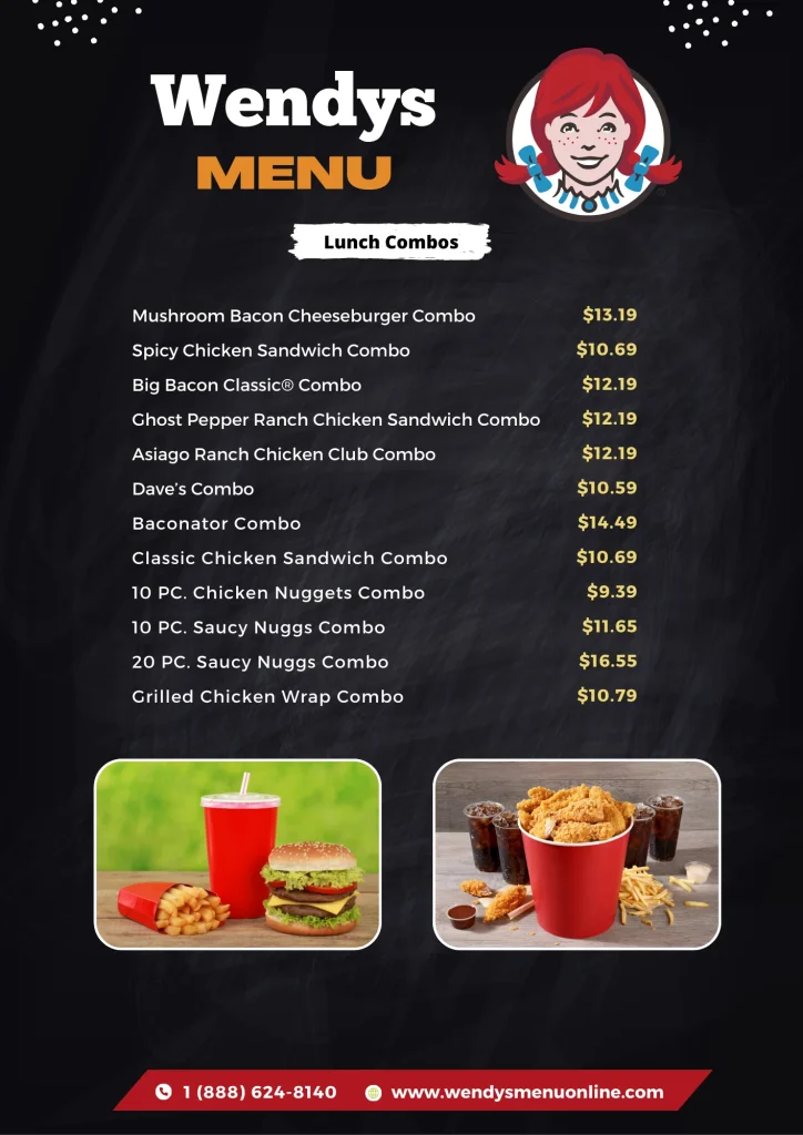 Wendys lunch Combos Menu 2025 Updated